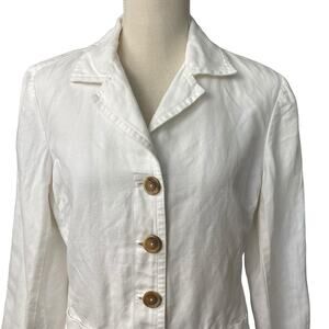 Talbots White Linen Blend Blazer Size 12